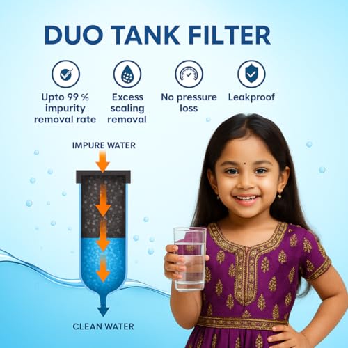 Image of IONIX Duo tank System 1 inch Connection | Home Water Conditioner with Sediment Filter for overhead storage tanks, Bag Filter Pre-Filtration & Scaling Remover