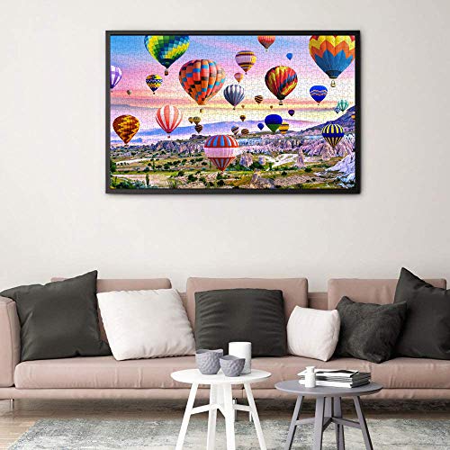 Rompecabezas para adultos de 1000 piezas – Globos aerostáticos | Tamaño final 27,55 x 19,68 pulgadas, cartón reciclado, póster HD 1:1, rompecabezas decorativo familiar, regalos para familia y amigos miniatura 2