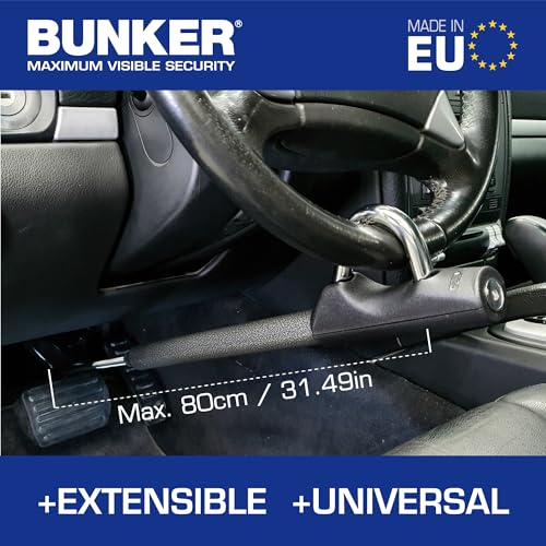 Bunker BB83/B High-end Steering Wheel Brake Pedal Lock, Up to 80cm, Easier and More Precise Adjustment, Heavy Dutty Universal Clutch Anti Theft Bar Lock Device for Car Truck Van, Motorhomes Camper by Bunker - Image 2