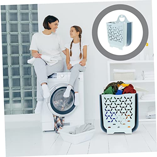 Collbath Collapsible Laundry Basket Wall Mounted Laundry Hamper Plastic Baskets Plastic Laundry Hamper Clothes Storage Basket Laundry Hampers Rattan Hamper Dirty Clothes Container Tpe Blue #TOP5