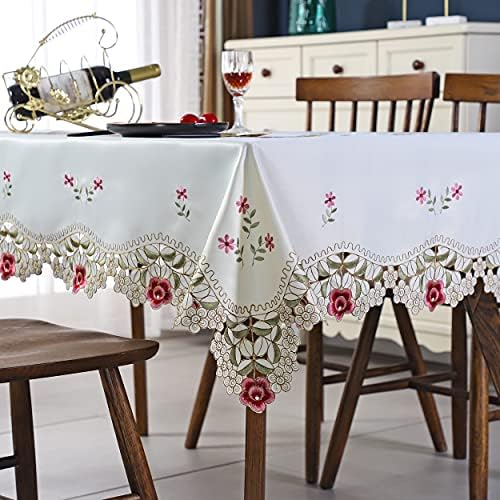 Inmerget Little Rose Flower Embroidered Small Square Tablecloth Ngithstands Cover End Table Cloth Rustic Style Dresser Scarf 85x85cm