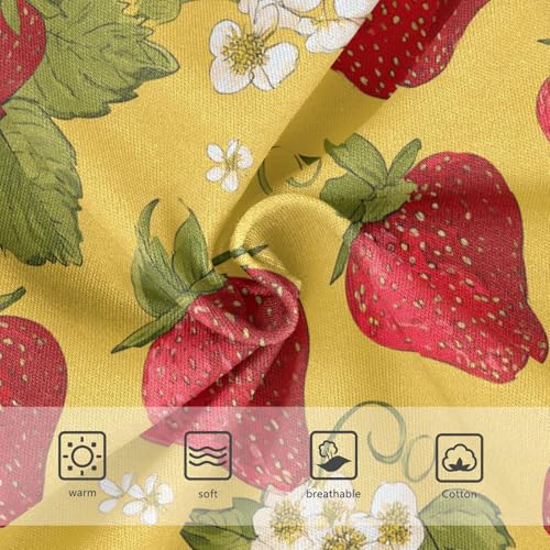 Wusikd Strawberries Girls' Underwear Cotton Flowers Yellow Girls Briefs Soft Toddler Underwear 2T3