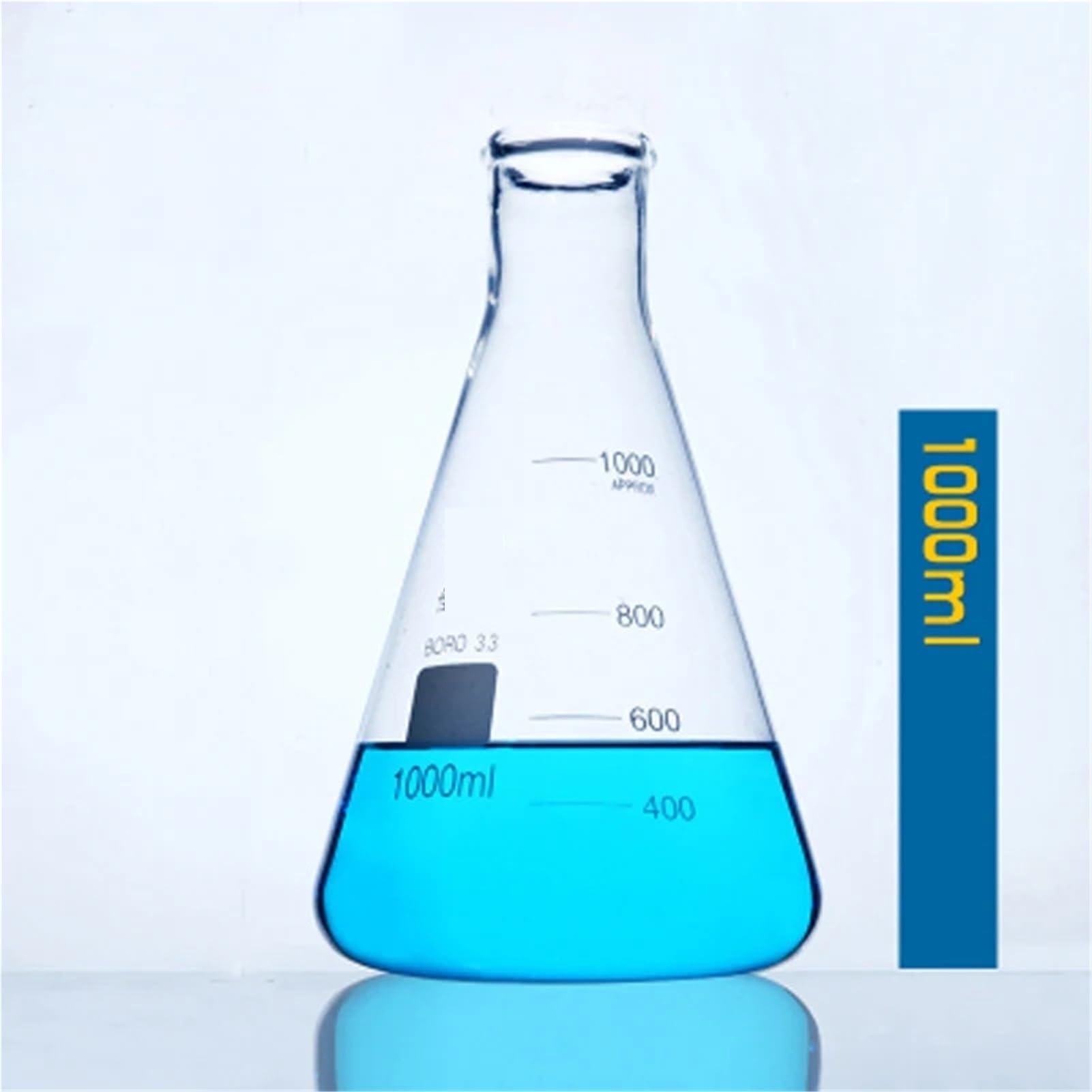 Matraz aforado de borosilicato, 1 Juego de matraz cónico de Vidrio, matraz Erlenmeyer de Vidrio Triangular, Botella medidora de Resistencia de Laboratorio