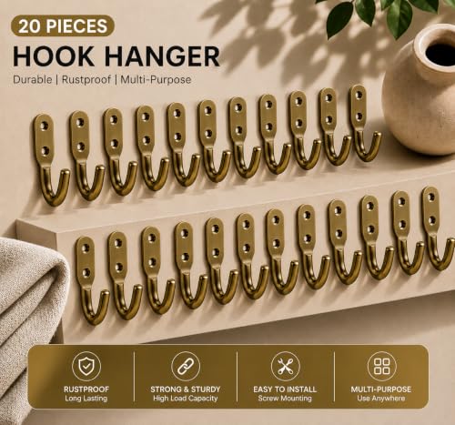 Image of iSTAR Stainless Steel Unbreakable J Type Hook Bathroom Hooks Cloth Hanger Wall Hook Door Robe Hooks for Hanging Keys,Clothes (Antique-Pack of 20)
