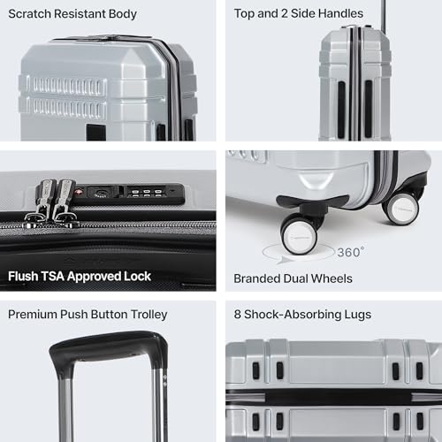 Image of uppercase Polyester Bullet (Medium) 66 Cms|Check-In Inline Trolley Bag|Hardshellsided Luggage Anti-Scratch 8 Wheel Luggage|Tsa Lock&Anti-Theft Zippers|Suitcase For Men&Women (Silver)