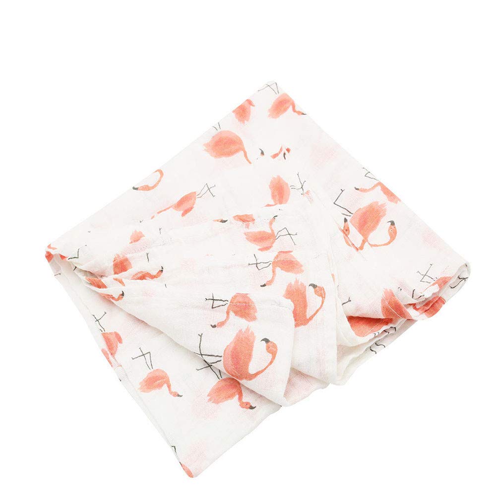 Muslin Swaddle Cloths for baby,Chickwin Organic 100% Cotton Extra Soft Boys or Girls Printed Design Large Square Cloths Wash Cloth Blanket for Sensitive Skin Baby (120 * 120cm,Light orange)