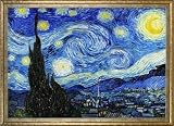 ポスター A3サイズ 絵画 インテリア アートポスター 壁紙 名画 金色フレーム (ゴッホ 星月夜)