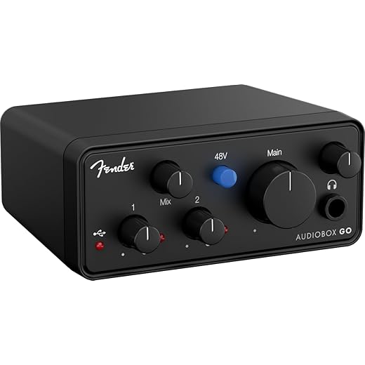 Fender AudioBox GO | 2x2 USB-C Audio Interface for Music Production, XLR Mic/Line Combo, TS Instrument Input, 24-bit/96 kHz Converters, Zero-Latency Headphone Monitoring, TRS Outputs, Mac & PC