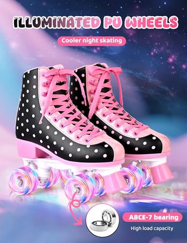 image for SULIFEEL Roller Skates for Girls and Women with Light up Wheels and Po