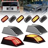OFFKAT Front & Rear Fender [Ultra-Bright] 2-3 Row Full LED Cab Roof Lights for 2003-2009 Hummer H2, Smoked Len Top Clearance Marker Lamps, Amber & Red Cab Lights, H2 Running Lights Accessories, 10 PCS