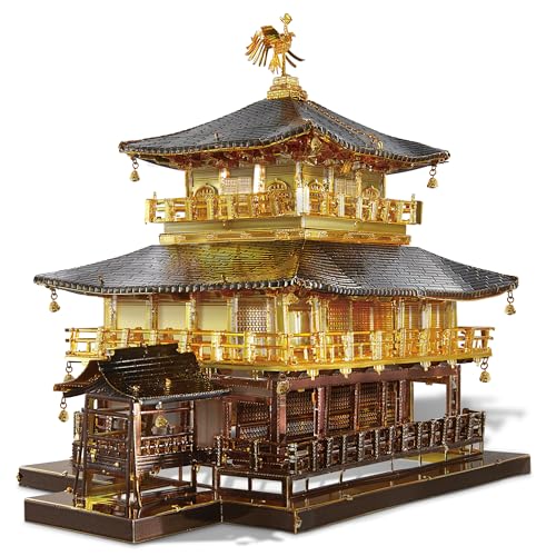 Piececool(ピースクール) 立体パズル 金属製 金閣寺 有名建築 建物 メタリックナノパズル 3dパズル 組み立て必要 接着剤不要 難易度3つ星 中級者 大人向け コレクション 置物