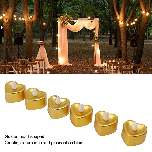 Velas de LED, Velas de chá Douradas Em Forma de Coração 12 Peças para Festa