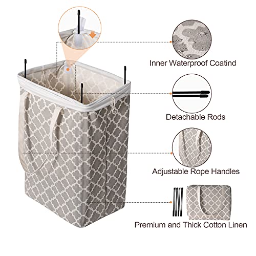 Elong Home Laundry Basket 2 Pack, Freestanding Laundry Hamper With Support Rods, Anti-Dust Dirty Clothes Hamper With Easy Carry Handles, Grey #TOP2