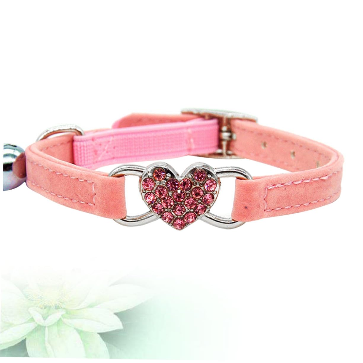 Abaodam Collier de Chat Ajustable Forme de Cœur avec Décor Cristallin et Clochette pour Chat et Animal de Compagnie