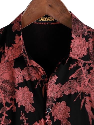 Image of JOTOOK Mens Hawaiian Shirt Short Sleeve Button Down Tropical Shirts Casual Floral Summer Beach Shirt