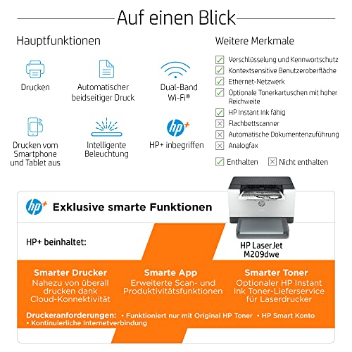 HP LaserJet 6GW62E Laserdrucker in Weiß mit beidseitigem Druck