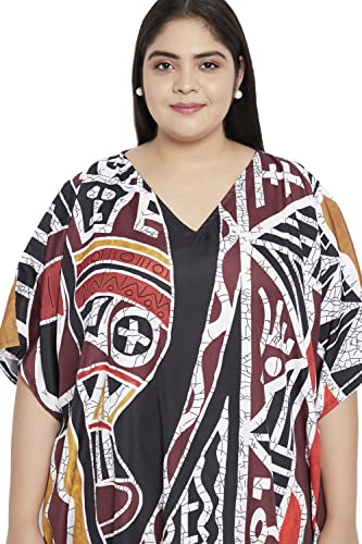 Image of Women Plus Size Kaftan Kimono Loose Maxi Summer Dresses for Women | 3 /4 Sleeve Casual Lounge Dress Boho, V Neck, Side Slit Hem, Beach Vacation Swimwear, Mumu Nightgown & Beach Cover Up