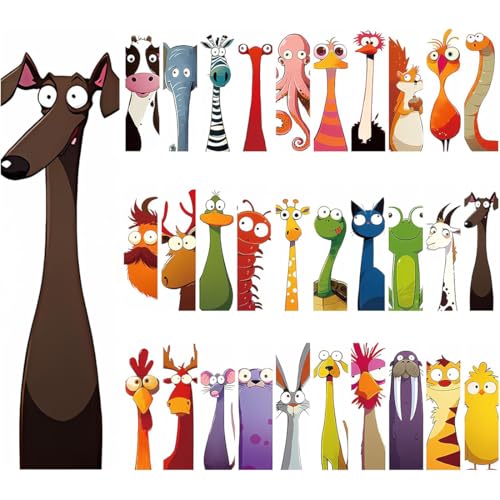 Juego de 30 marcapáginas con forma de animales para niños, marcapáginas infantiles con animales de colores, divertidos estímulos para la lectura en clase, para profesores y amantes de los libros