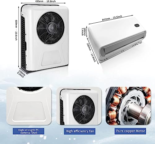 12V DC Air Conditioner Truck Air Conditioner for Rvs, Trucks, Construction Vehicles etc, Electric Split Parking A/C Silent Air Outlet Fast Cooling 10500BTU - Image 3