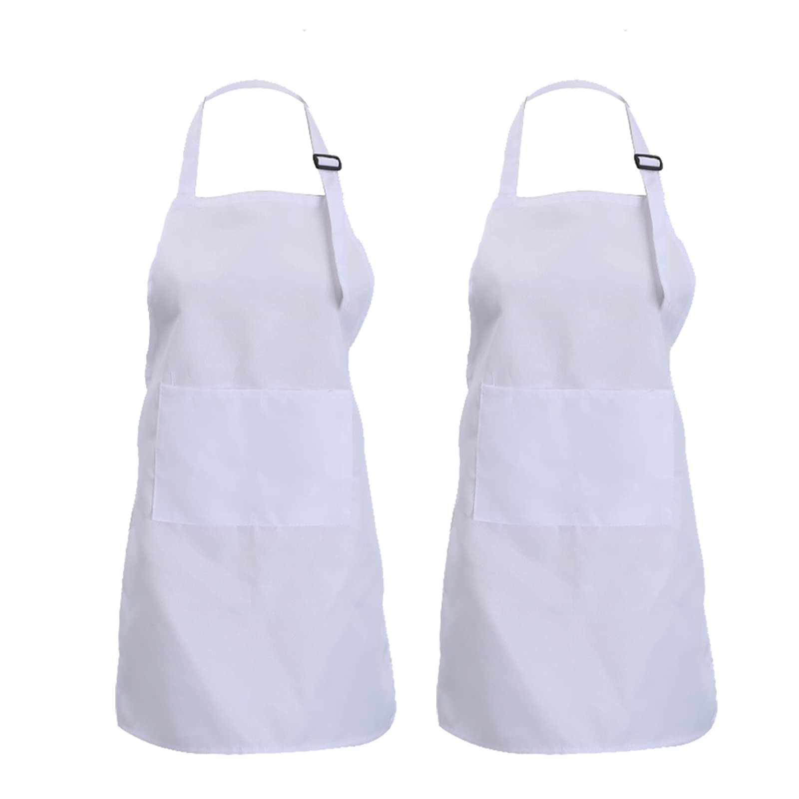 CWFUN Pcs of White Apron: Kids-Girls, Boys Adjustable Aprons, 4-12 Years (One Size)
