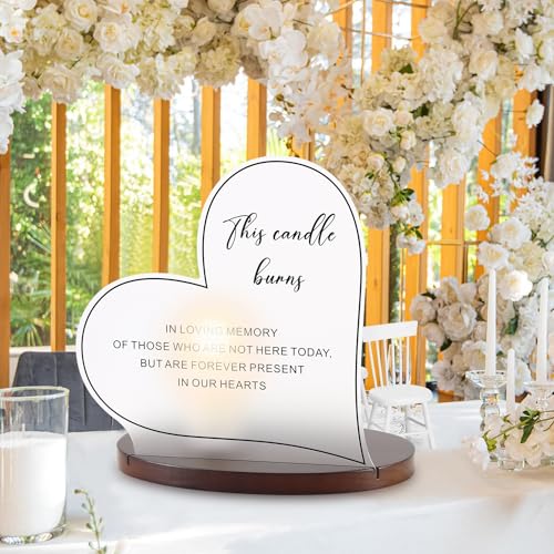 Sympathy Candle Wedding Signs, Wedding Decorations in Memory of Loved One Gifts, Wedding Memorial Sign for ceremony and reception, Bereavement Sympathy Gift for Loss of Mom, Father, Husband - Thumbnail 3