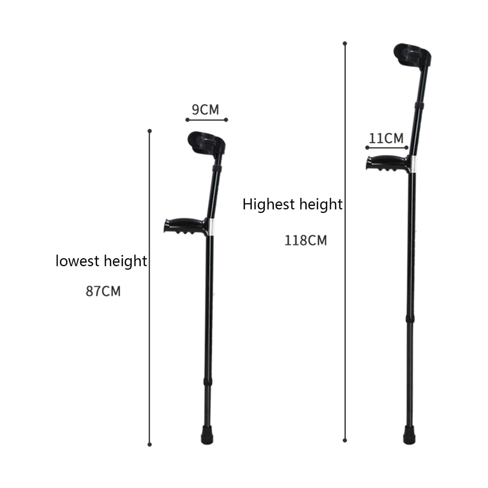 PAASHE Muletas, Bastones cómodos para Caminar, Cubierta de Brazo de Aluminio, bastón para Caminar con Puntas de Goma Antideslizantes, Bastones para Caminar
