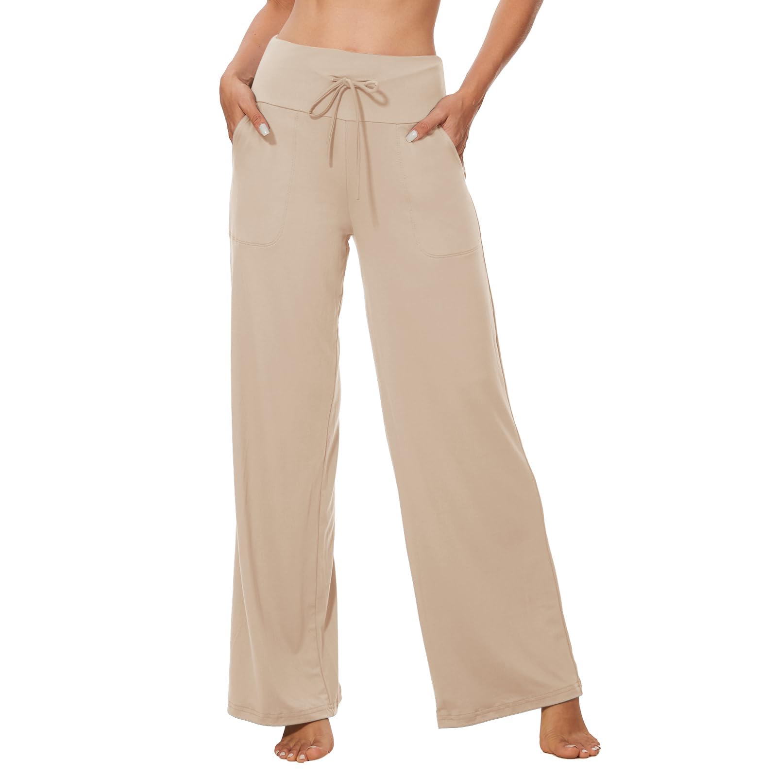 ZOOSIXX Soft Black Pajama Pants for Women, Wide Leg Comfy Casual Lounge Yoga Capri Pants 22'' / 30''