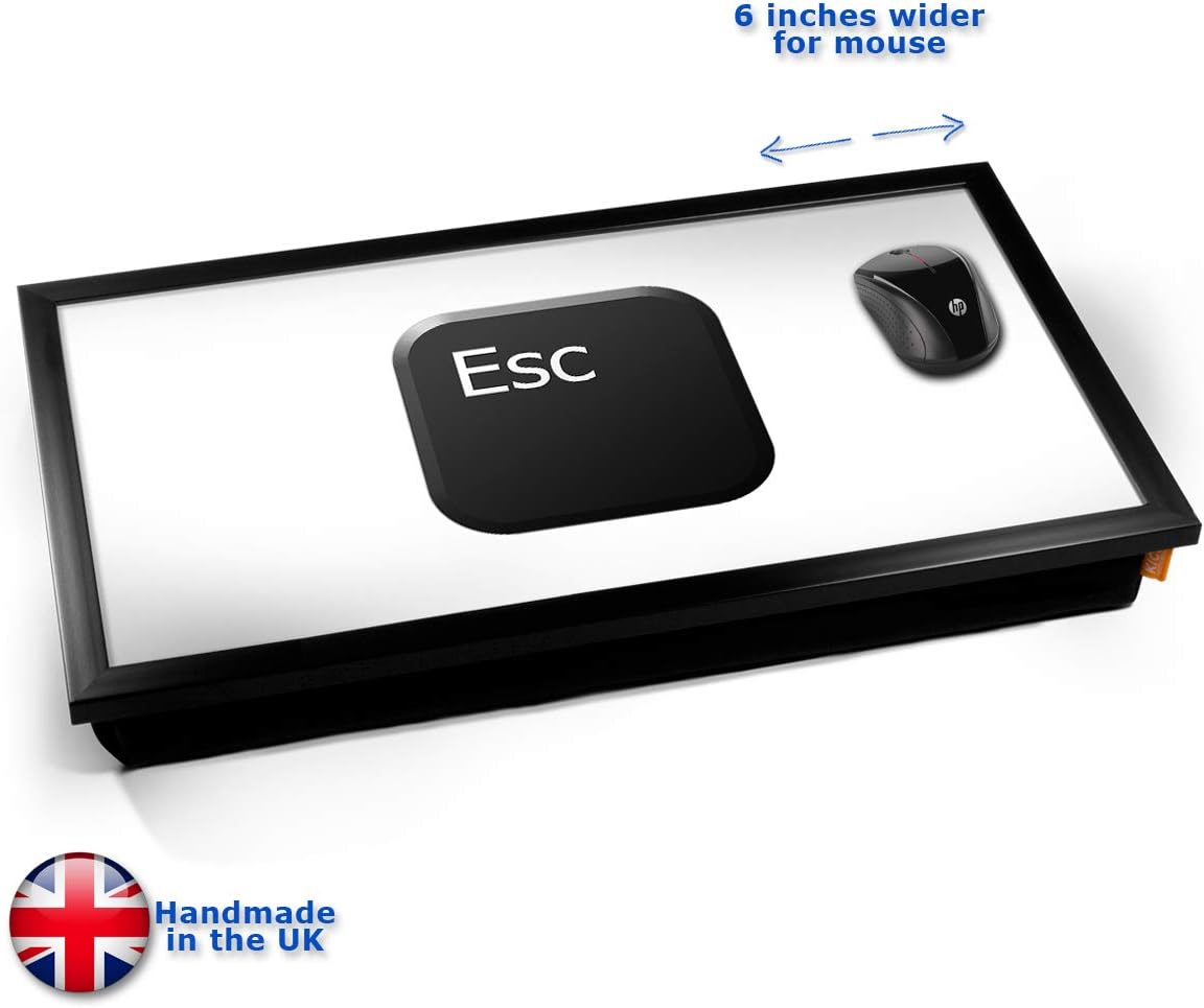 Key Esc Black Cushioned Bean Bag Laptop Lap Tray Desk - Built-in EMF Shield (Electro Magnetic Field) - Black Frame