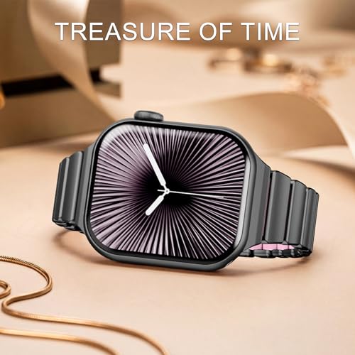 Image of Magnetic Slim Metal Band Compatible with Apple Watch Bands for Women Series 11 10 46mm 45mm 44mm 42mm SE 9 8 7 6 5 4 38mm 40mm 41mm 3 /2 /1,Luxury Stainless Steel Strap Silicone Link For iwatch
