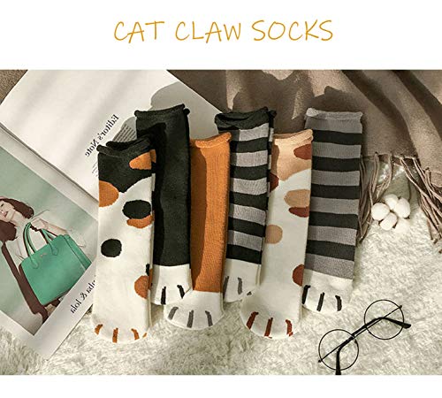 crazy bean Damen Katzenpfote Socken 6 Paare Baumwolle Katzenpfoten-Drucksocken Katzen Pfotensocken Baumwollsocken Damen Witzig Socken Niedlich Sockens
