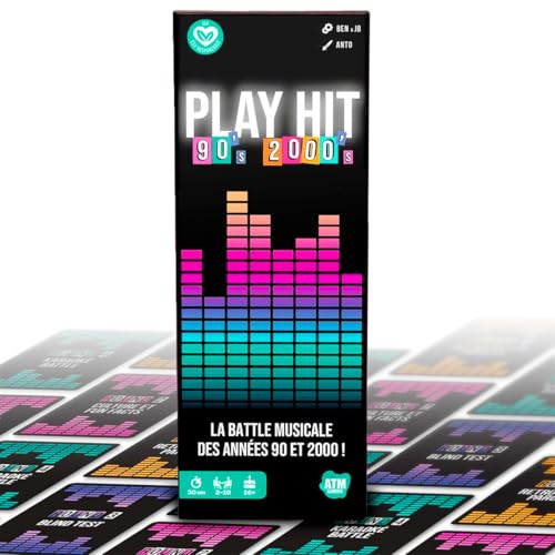 ATM Gaming Play Hit Gesellschaftsspiel – Musikquiz der 90er und 2000er Jahre – perfekt für Stimmung – Kartenspiel – Gesellschaftsspiele Freunde und Familie – 2 bis 10 Spieler