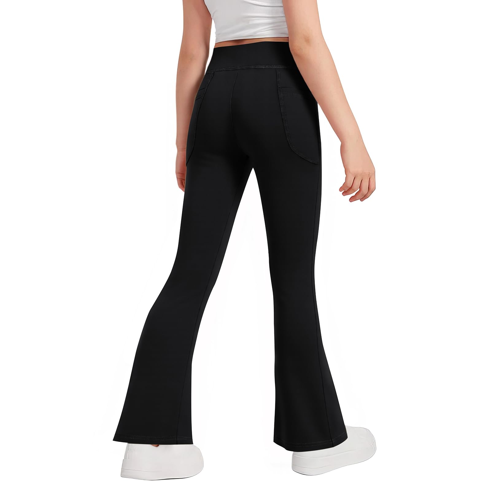 KAKU NANU Set di 2 Leggins Bambina 7-14 Anni V Cross Life Alta con 2 Tasche Sportivi Palestra Yoga Leggings