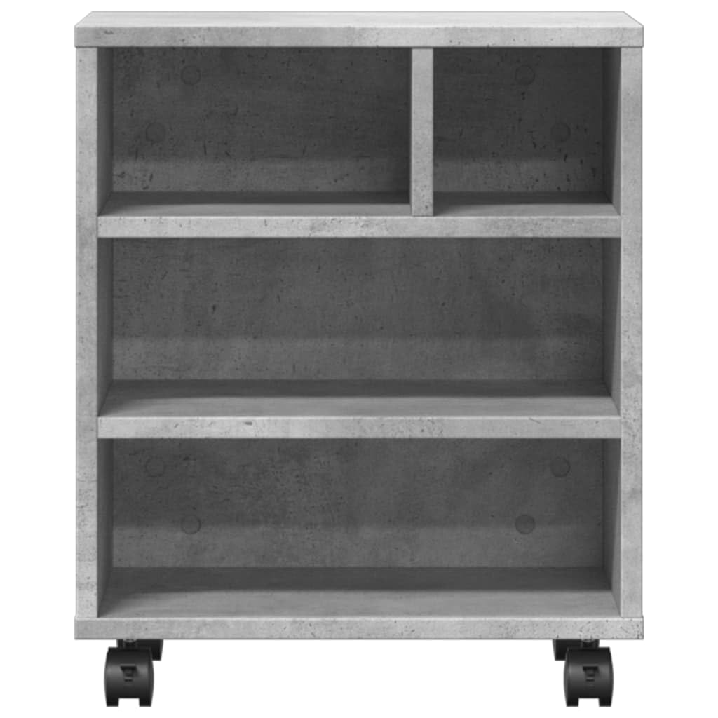 Hothingwell Supporto per stampante con ruote, grigio cemento, 41 x 32 x 48 cm, mobile stampante in legno di ingegneria con ripiano e deposito per forniture per ufficio, tavolo di stampa mobile