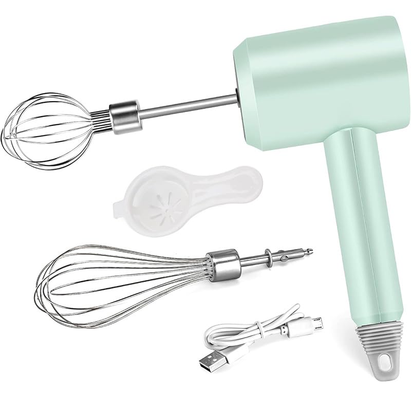 Batidora de mano – Batidora eléctrica inalámbrica portátil, batidor de huevos recargable por USB de 3 velocidades con separador de huevos para hornear y cocinar en la cocina