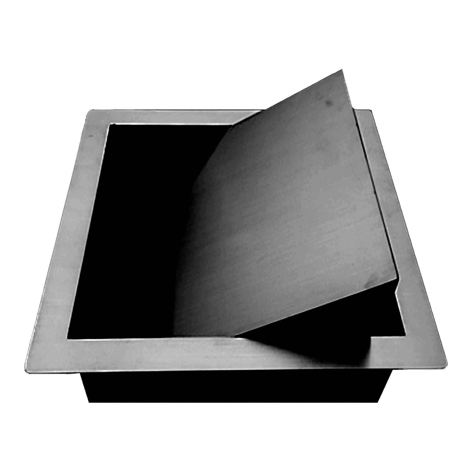 IUokLU Built-In Swing Balance Cover, Recessed Counter Top Trash Can Lid, Square Brushed Waste Chute Flap, 304 Stainless Steel Balance Trash Cover for Kitchen Offices,Black 220x220mm(Black 295x195mm)