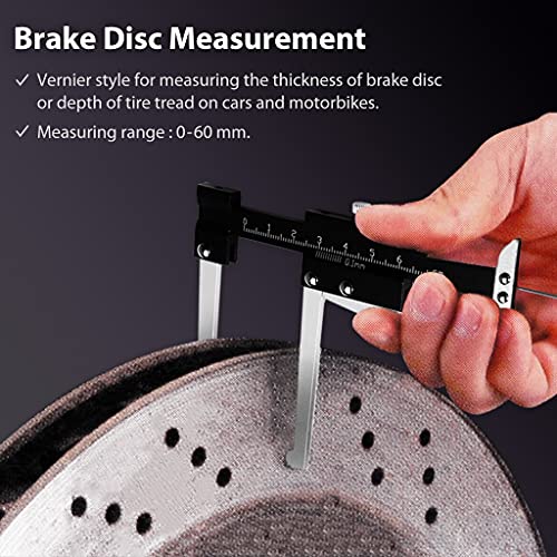 Firstinfo F3927 Manual Auto Brake Disc Depth Gauge Ruller And Tire Tread Depth Gauge 0-60Mm Metric Measuring Caliper #TOP1
