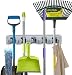 Newdora Mop Broom Holder Broom Organizer Key Rack Towel Hooks 5 Non-slip with 6 Hooks Wall Closet Mounted Organizer Brooms Mops Rakes Garage Storage Organization Systems