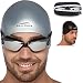Swim Elite Mirrored Swimming Goggles + Exclusive Swim Cap & Protective Case for Men and Women (Mirrored Black)