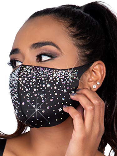 Leg Avenue Women's Rhinestone Fashionable Face Mask, Nova Black, 1 Count (Pack of 1) - Image 3