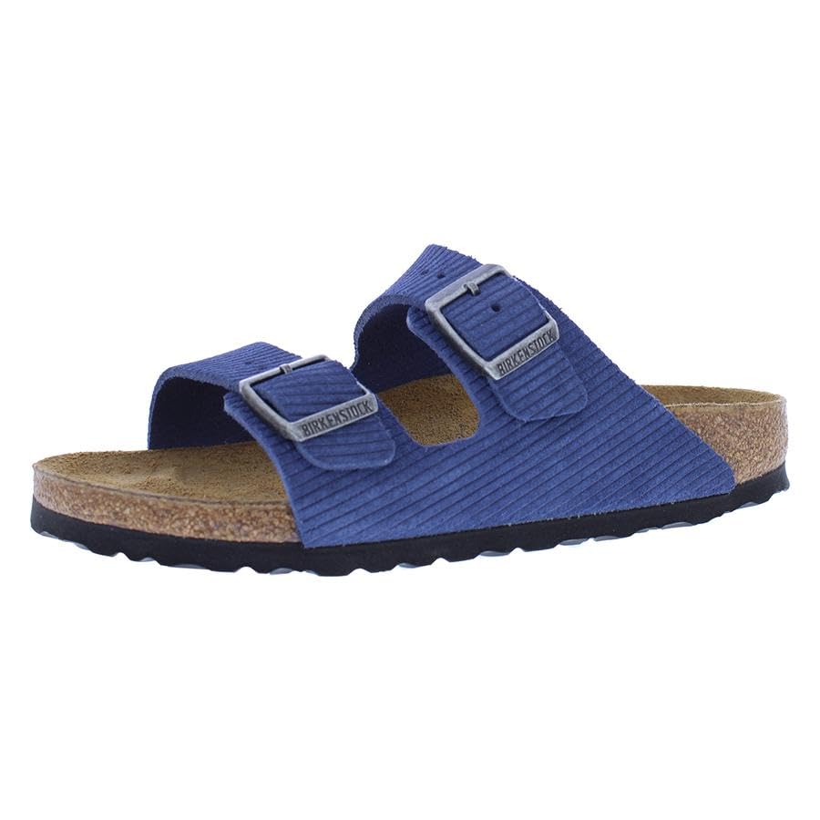 Image of Birkenstock Arizona BS Narrow Unisex Shoes Size 3, Color: Corduroy Indigo /Ocean Blue