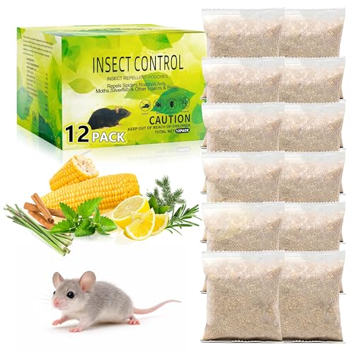 Image of 12 Pack Rodent Repellent Pouches, Plant-Based Peppermint Scent Mouse Deterrent for Indoor Enclosed Spaces, Long-Lasting Daily Prevention for Garage Basement Storage RV Closet.