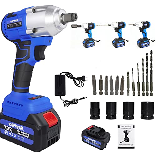 Atornillador de impacto eléctrico con batería de alto par de torsión, llaves inglesas sin escobillas con 4 enchufes de iones de litio, taladro de mano, instalación de herramientas eléctricas