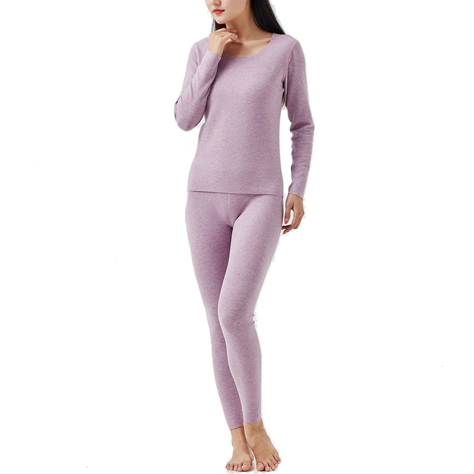 Dsnyu Thermal Bottom Women, Cotton Long Johns, Purple Pants M