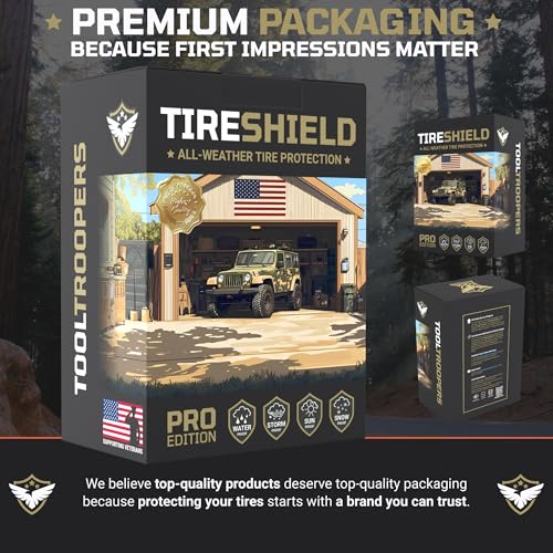 TIRESHIELD PRO Tire Covers Set of 4 - Heavy Duty All-Weather UV-Resistant Wheel Covers w/StormLock-System - Year-Round Protection for Your RV, Camper, Truck, Car & Trailer Tires w/ 26-28.75\" Diameter - Thumbnail 7