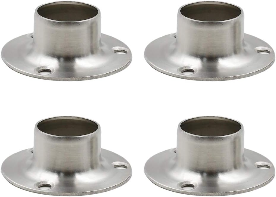 BTMB 4 Pcs Stainless Steel Closet Rod Flange Socket Bracket Wardrobe