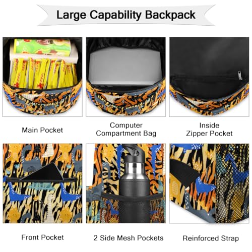 Sac à dos d'école Dinosa grand volume avec compartiment ordinateur portable - 3