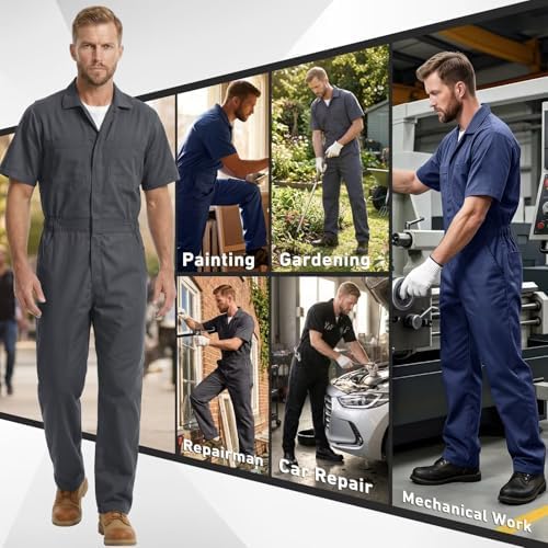 Coveralls for Men Short Sleeve, Jumpsuit Work Utilityl with Multi Pockets — view 5