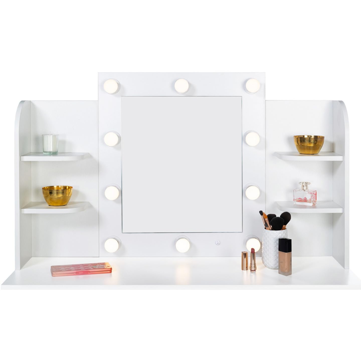 IDMarket - Coiffeuse Zelia Blanche Miroir LED