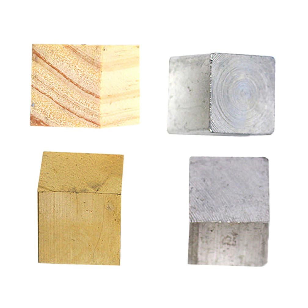 SHINEOFI Ensemble de 4 Cubes de Densité en Fer, Aluminium et Bois Instrument Pédagogique Scientifique pour Expérimentation Physique Collège Blocs de Même Taille pour Mesure Précise