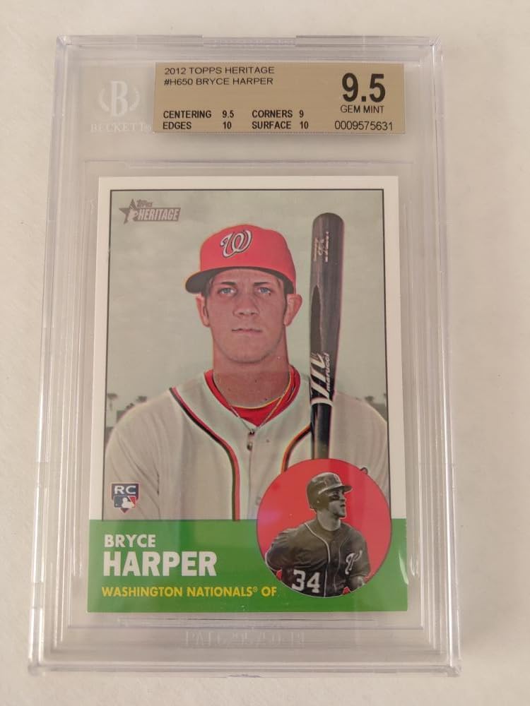 2012 Topps Heritage #H650 Bryce Harper Washington Nationals RC Rookie BGS 9.5 GEM MINT Official MLB Baseball Trading Card
